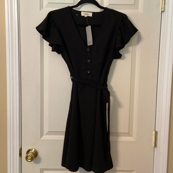 NWT Katella Black Belted Dress Large - Picture 3 of 8